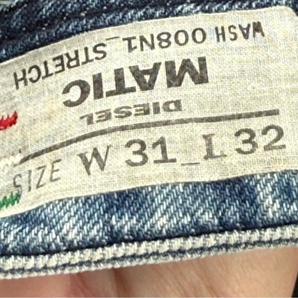 Diesel Matic Men’s Factory Distressed Stretch Jeans Made in Italy Size 31 x 32 - Picture 11 of 14